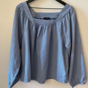 NWT J.Crew Blue & White Stripe Flowy Long Sleeve Knit Top XL